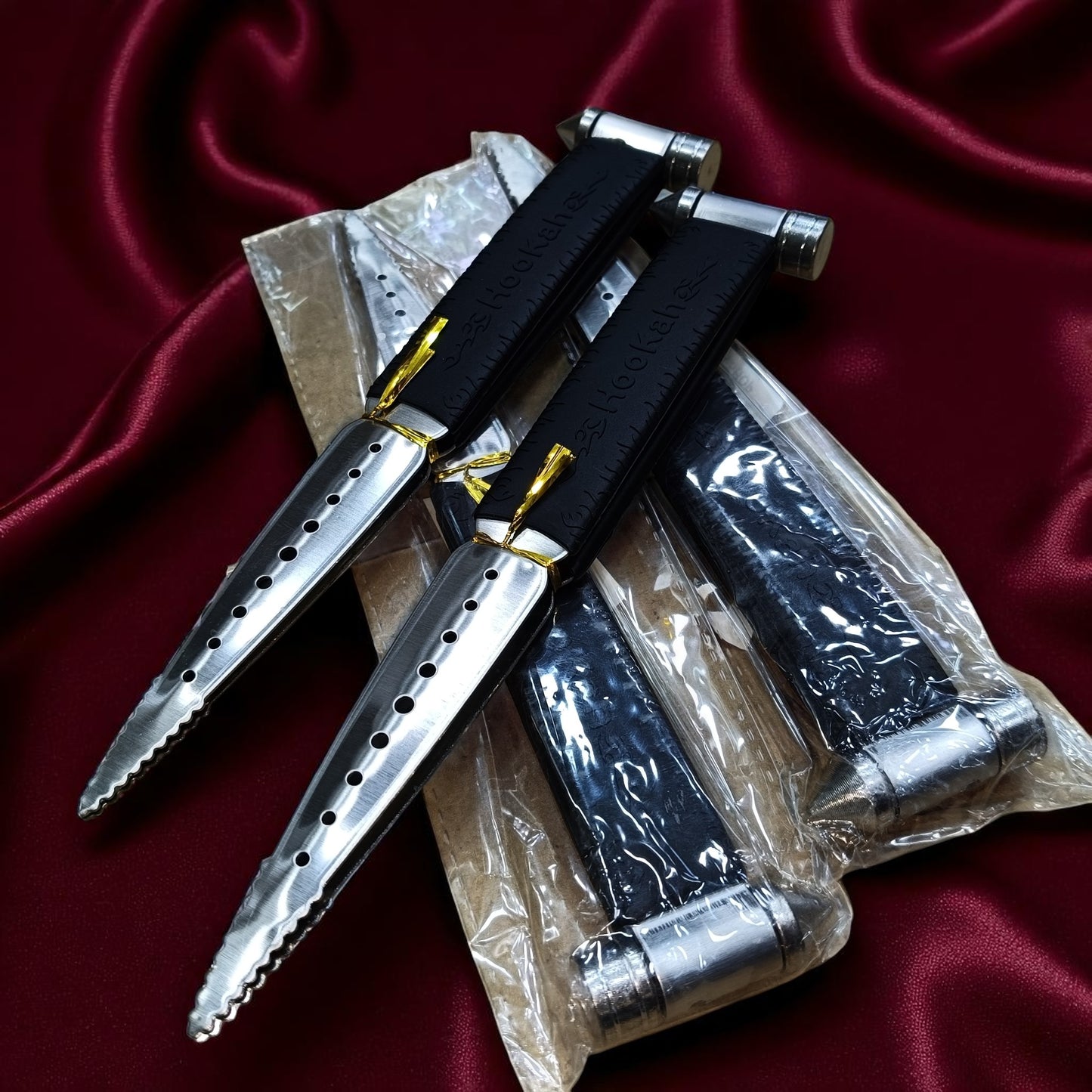 Luxury Charcoal Tongs with Rubber Grip & Breaker