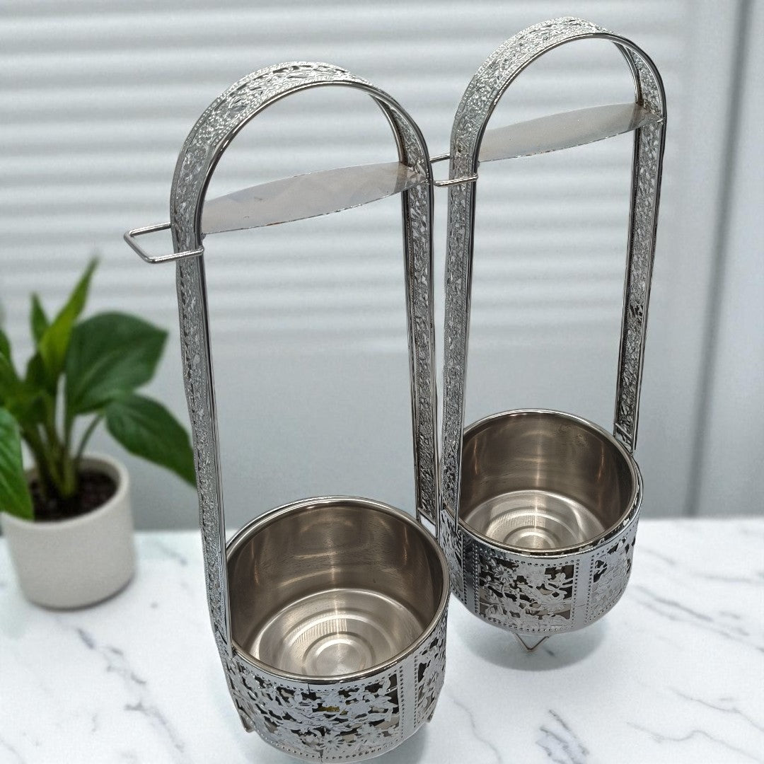 Stainless Steel Charcoal Holder with Chrome Frame